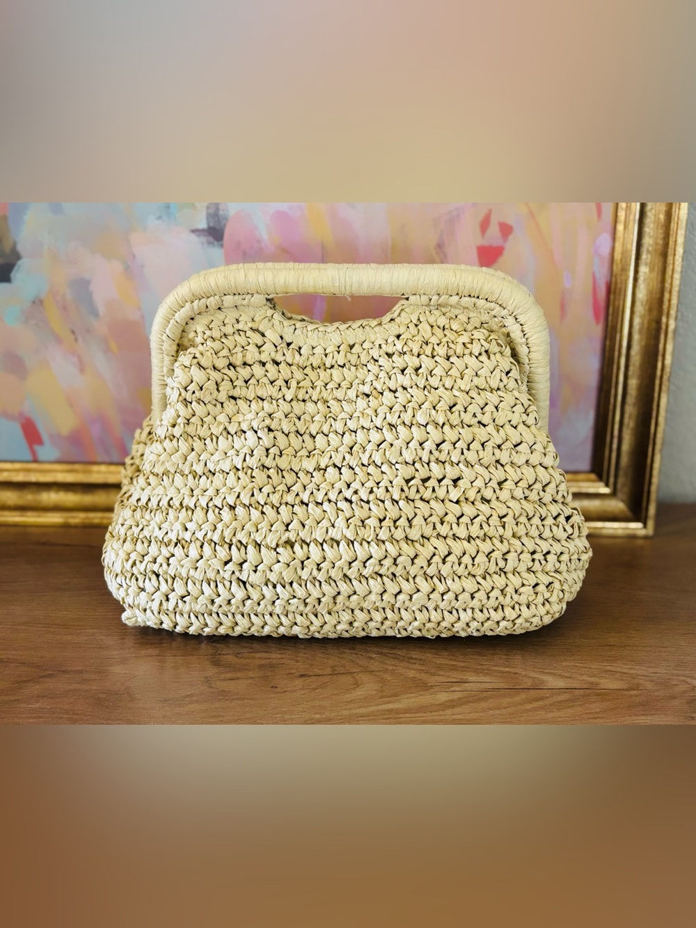 Abercrombie & Fitch Woven Raffia Clutch Bag in Natural, NWT!